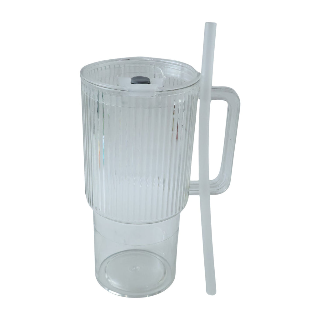 Kids Tumbler 900ml with Handle Lid and Straw Ribbed Water Sipper Cup (1 Pc) view 5