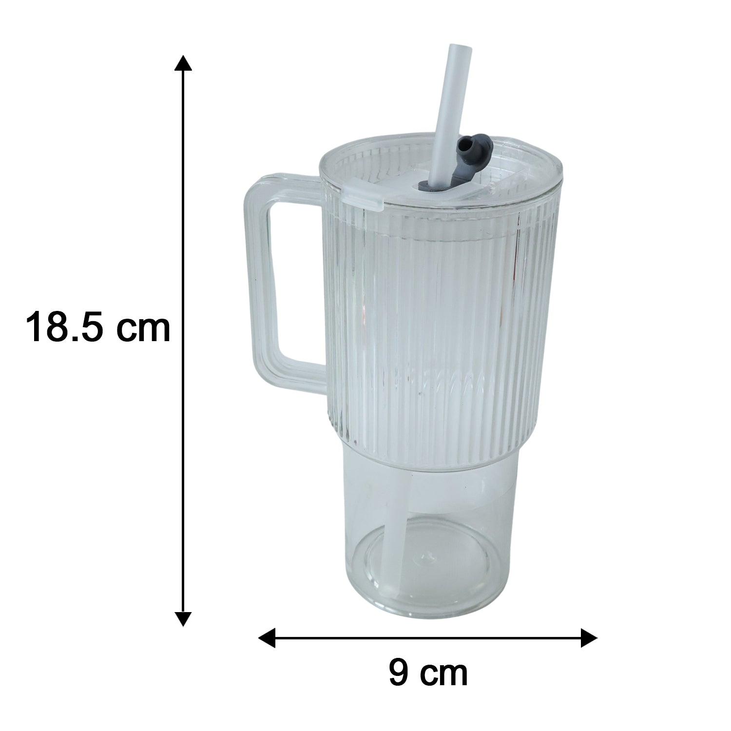 Kids Tumbler 900ml with Handle Lid and Straw Ribbed Water Sipper Cup (1 Pc) view 6