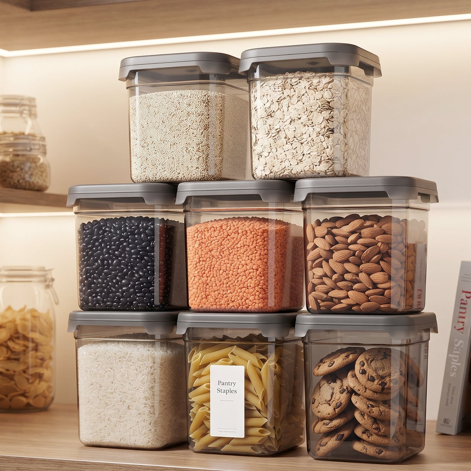 Leakproof airtight jars for storing pulses, nuts and pasta