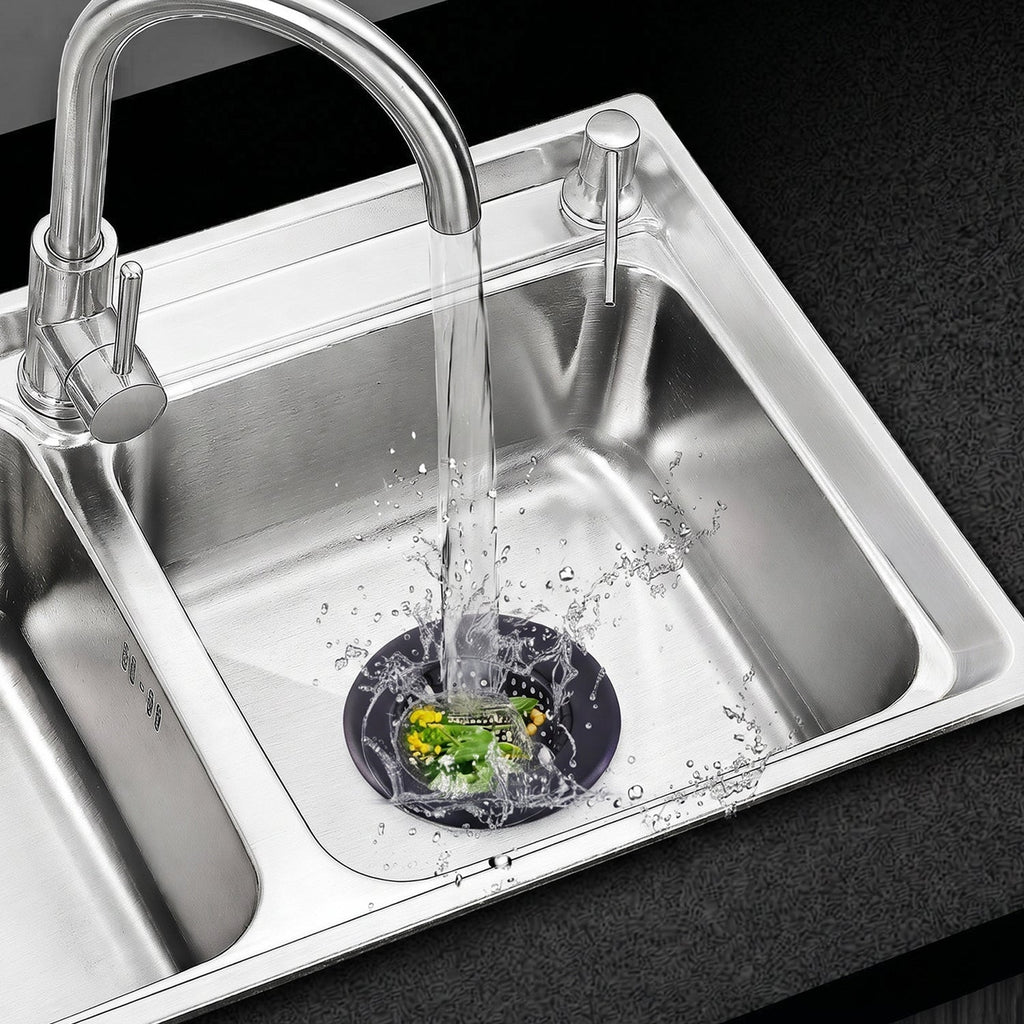 Metal mesh drain strainer for sink, catches waste and debris