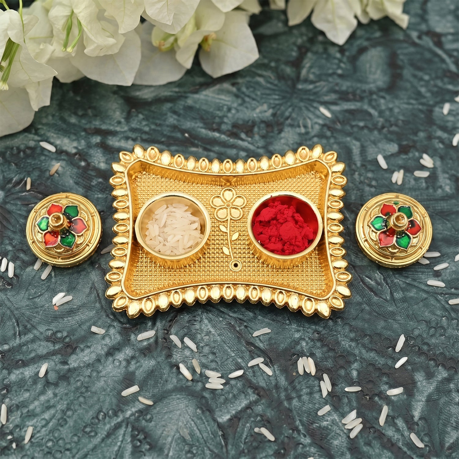 Meenakari floral kumkum holder