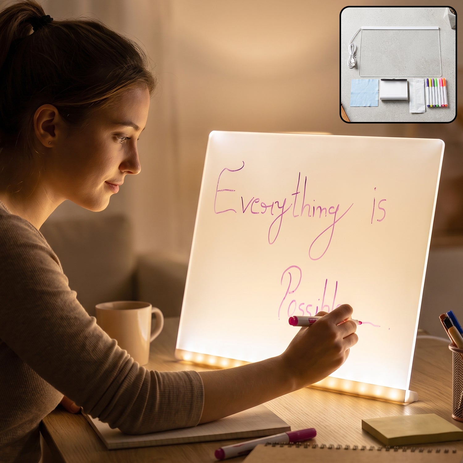 LED illuminated drawing writing board