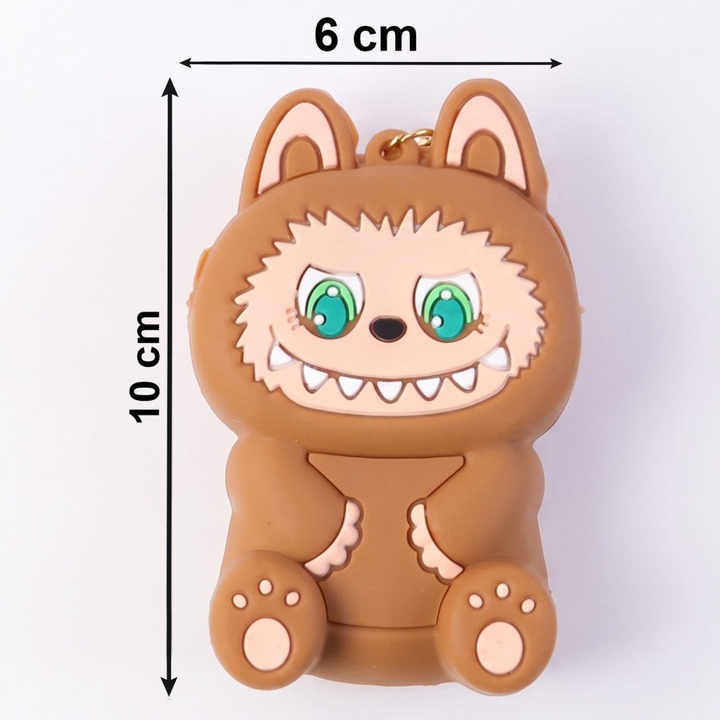 Lightweight mini silicone keychain pouch with strap for hanging on bags