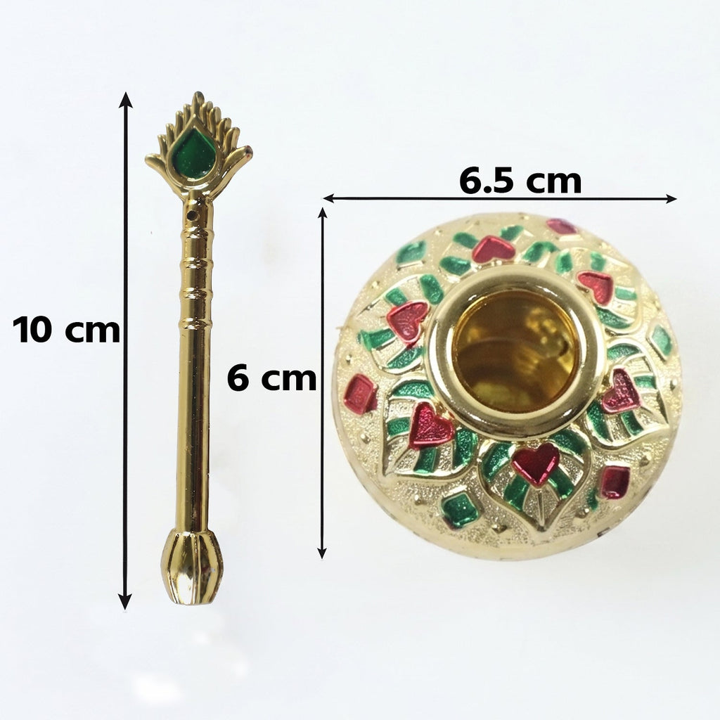 Pooja butter pot with spoon for Krishna Janmashtami decoration