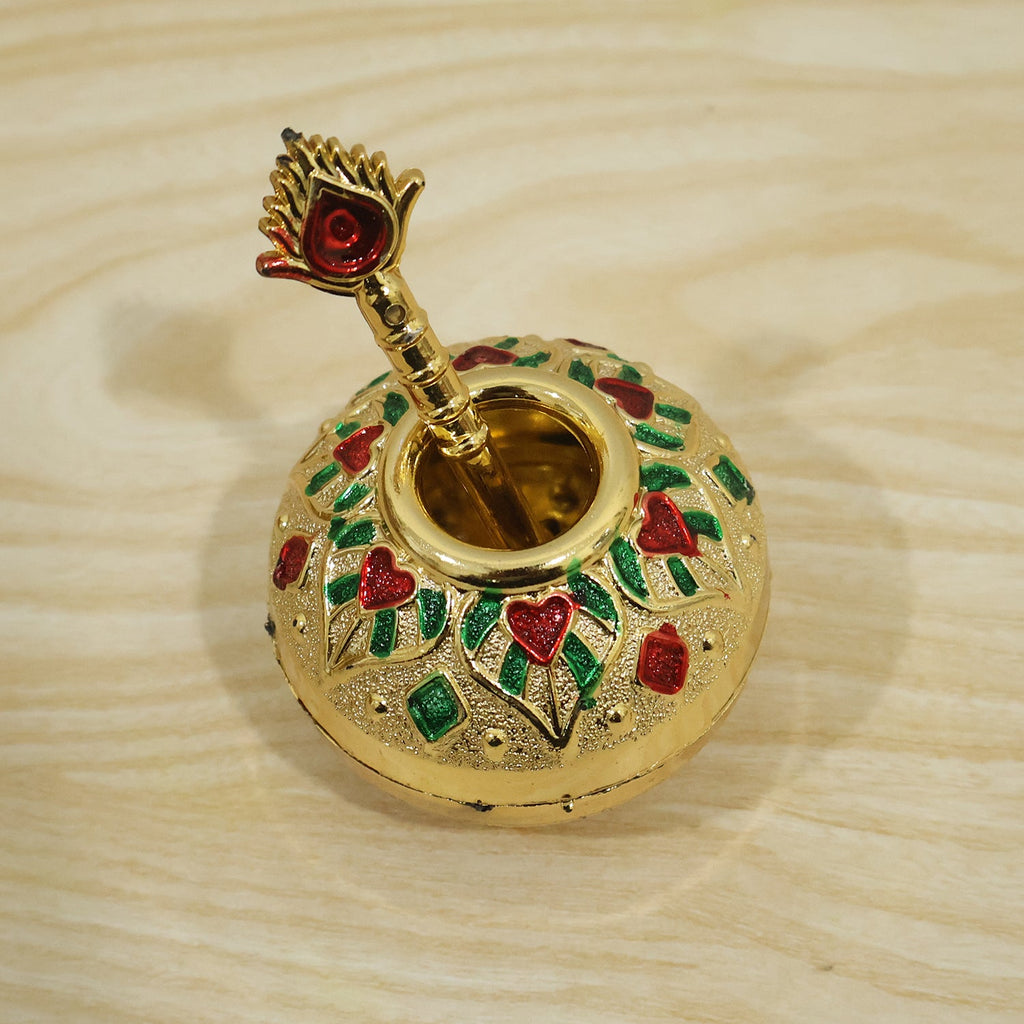 Laddu Gopal pooja matki with spoon for daily worship and festivals