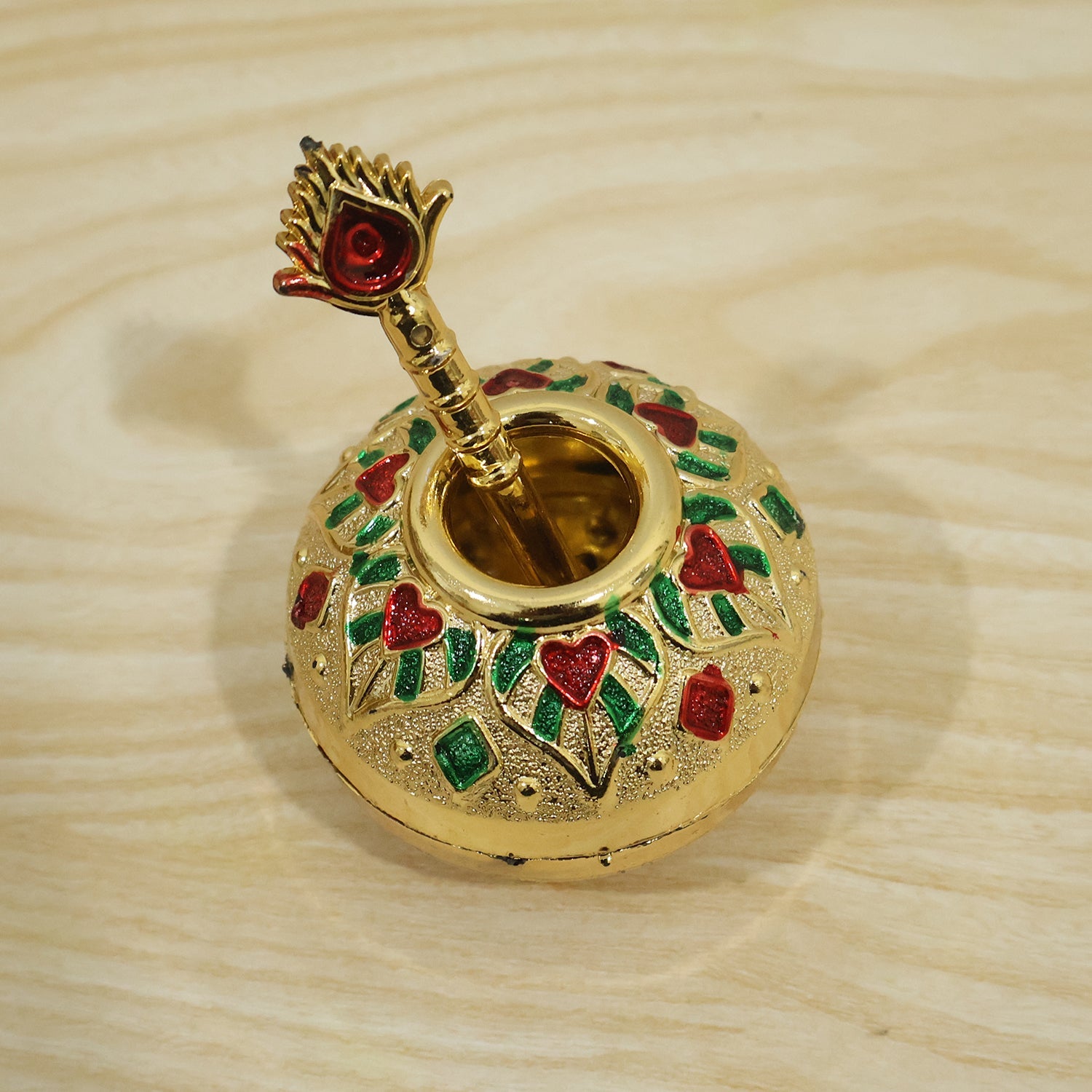 Laddu Gopal pooja matki with spoon for daily worship and festivals