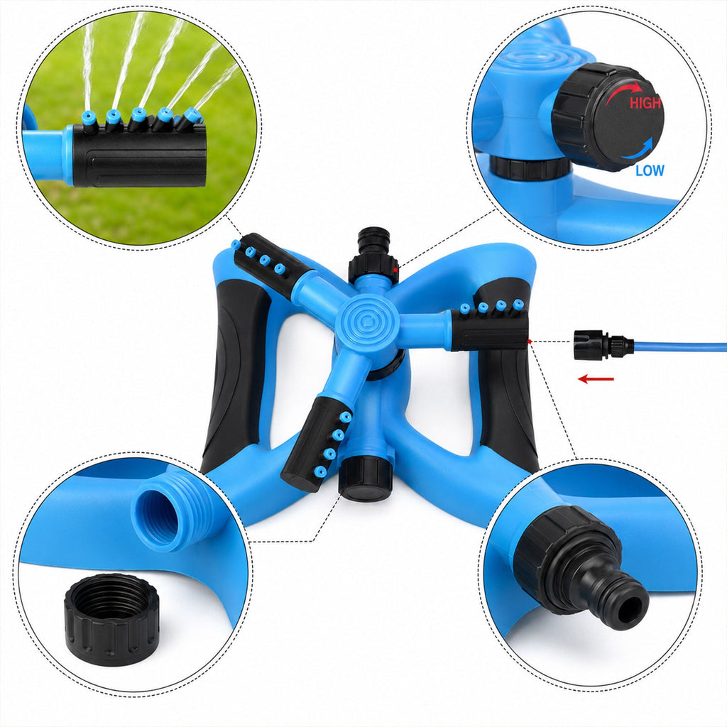 Rotating lawn sprinkler full coverage