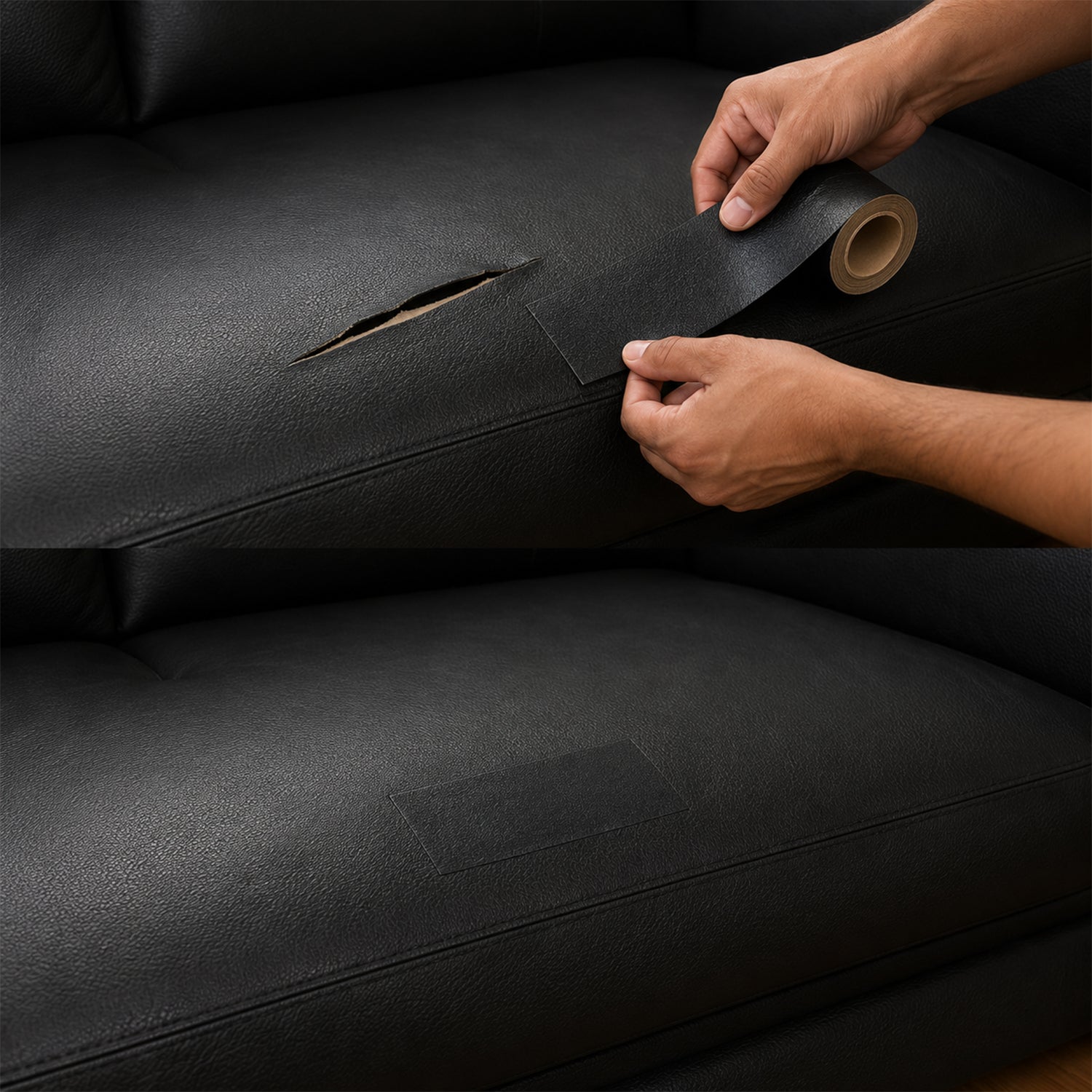 Adhesive leather patch for couches, chairs and handbags