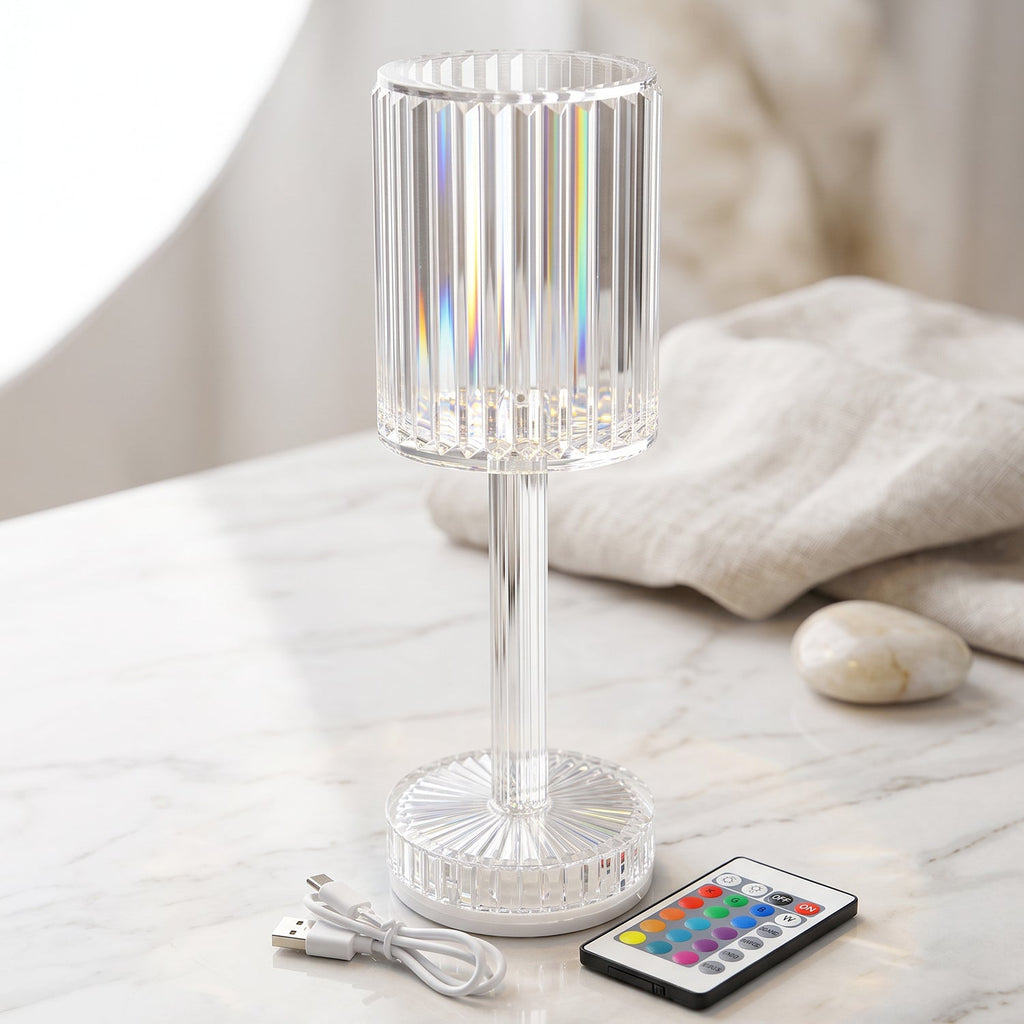 Crystal LED lamp glowing view