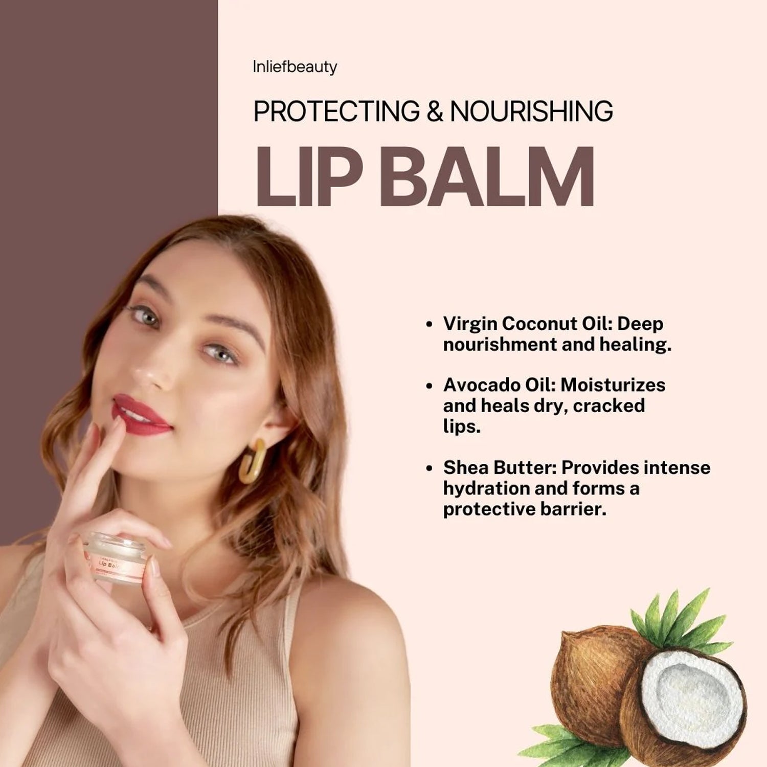 Opened In'lief hydrating lip balm for smooth, healthy lips