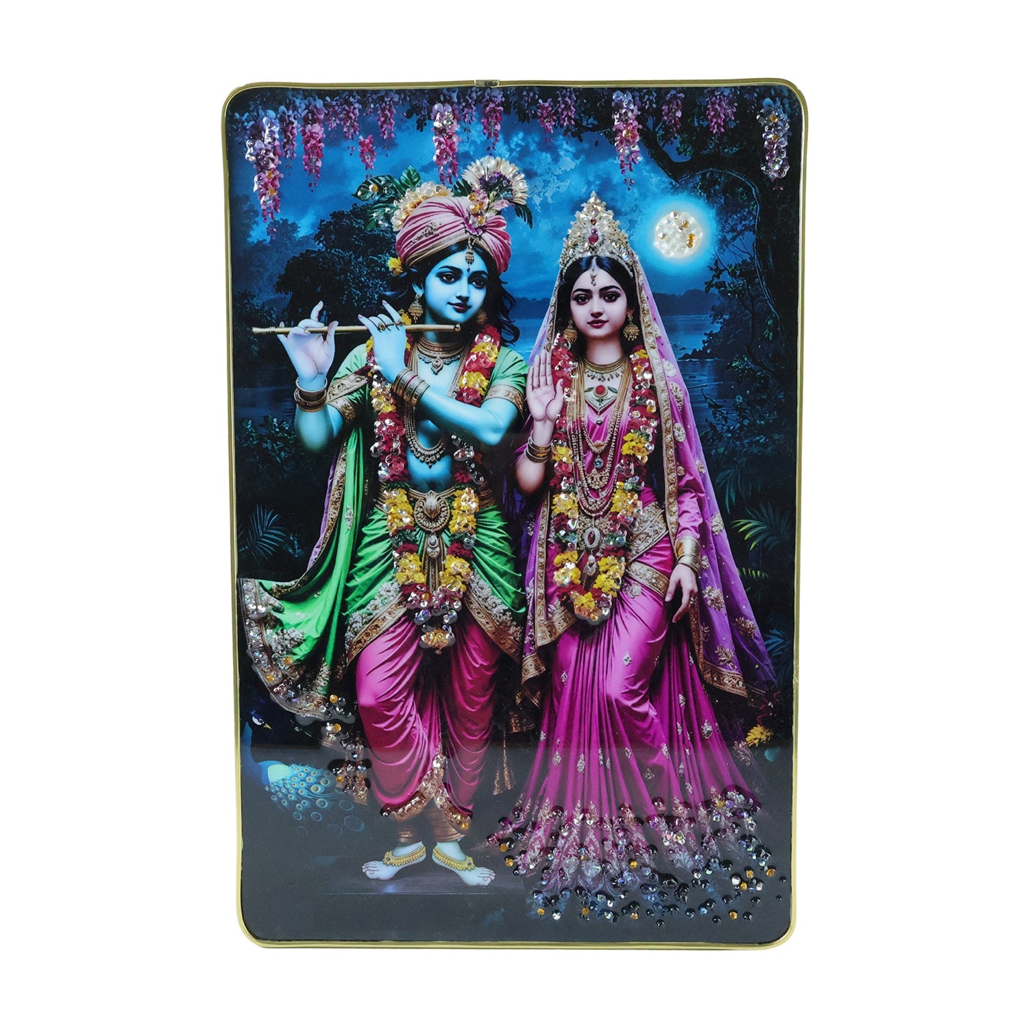 Religious wall art gift frame with Radha Krishna theme