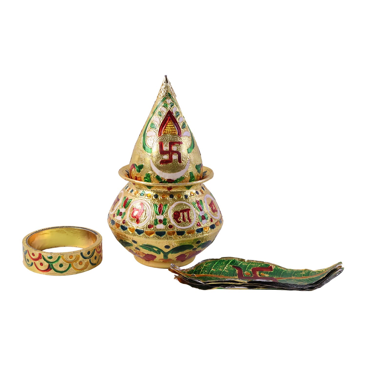 Traditional Decorative Pooja Kalash – Ornate Lotus Crown Design