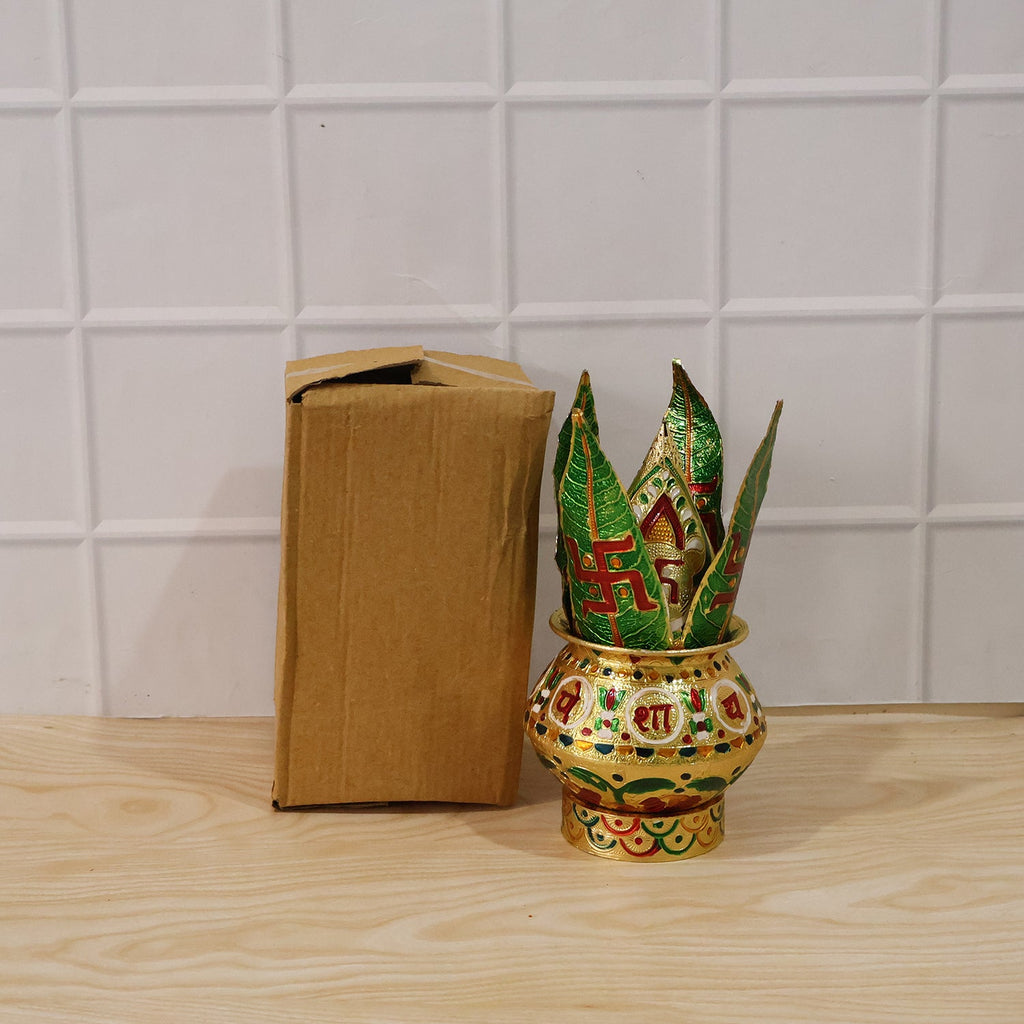Traditional Decorative Pooja Kalash – Ornate Lotus Crown Design