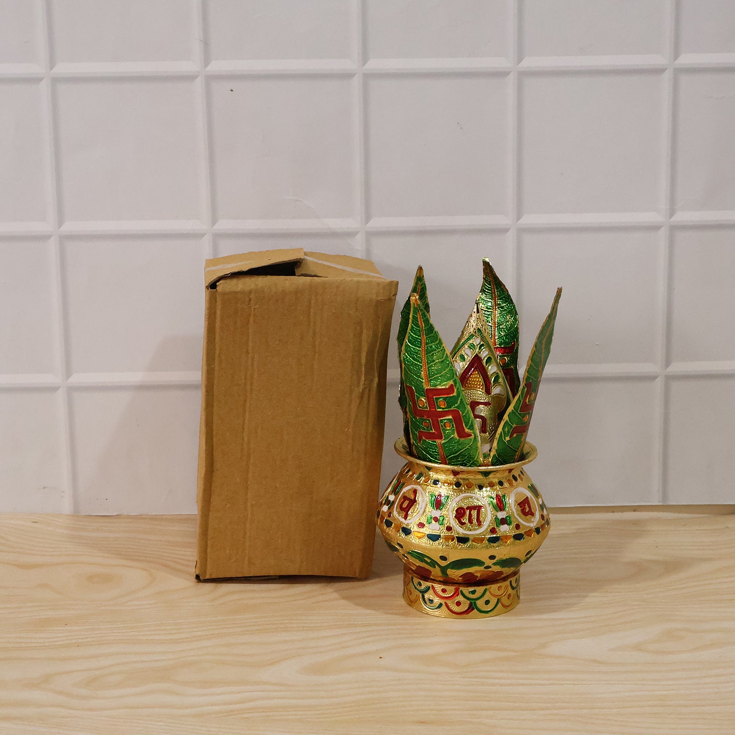 Traditional Decorative Pooja Kalash – Ornate Lotus Crown Design