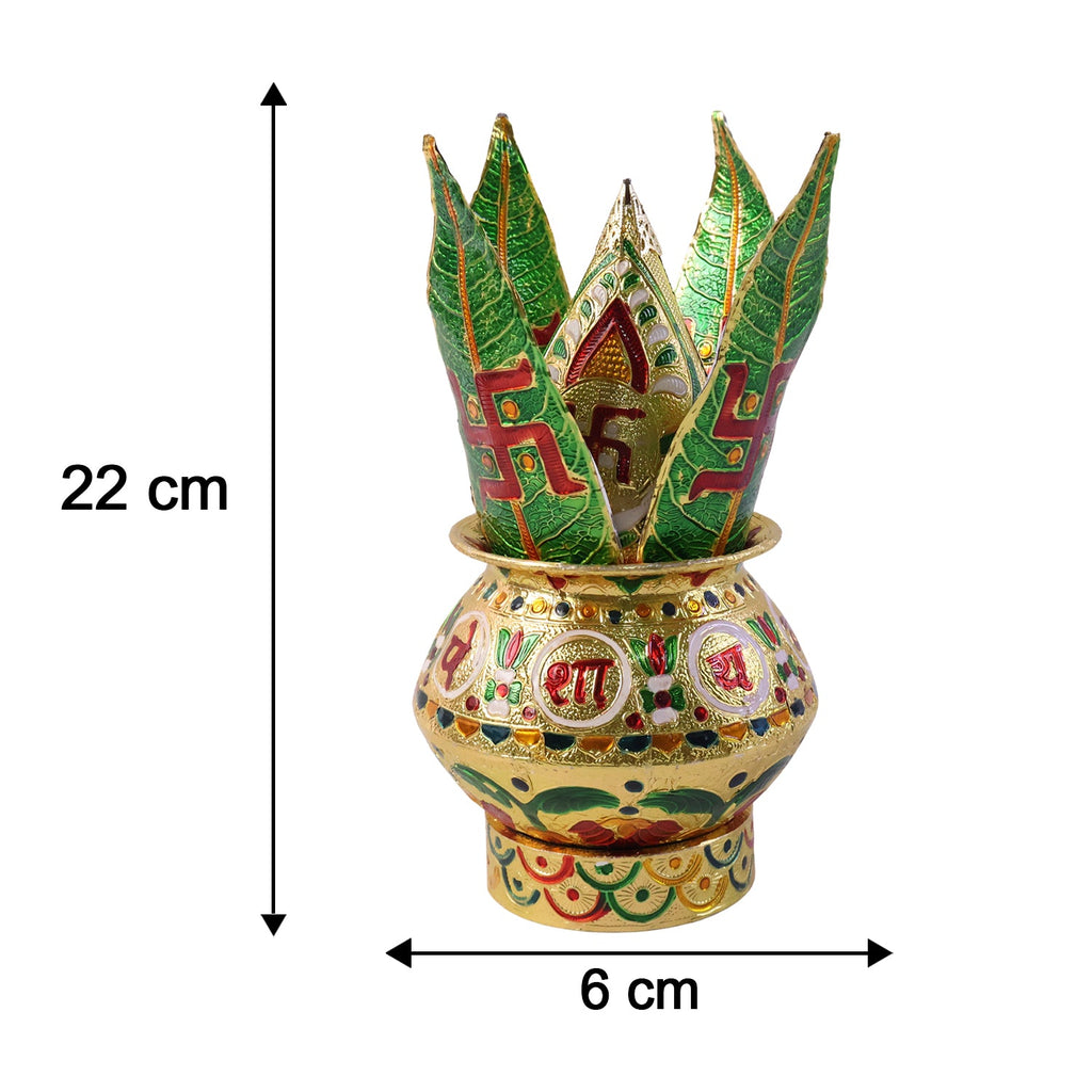 Traditional Decorative Pooja Kalash – Ornate Lotus Crown Design