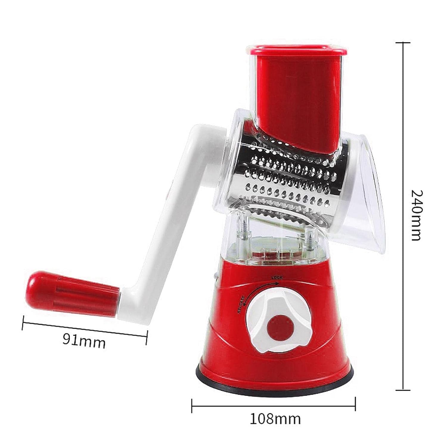 Stainless steel drum grater with suction base for stability