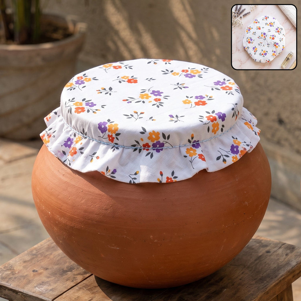Cotton Matka Cover – Elasticated, Dust & Insect Protection