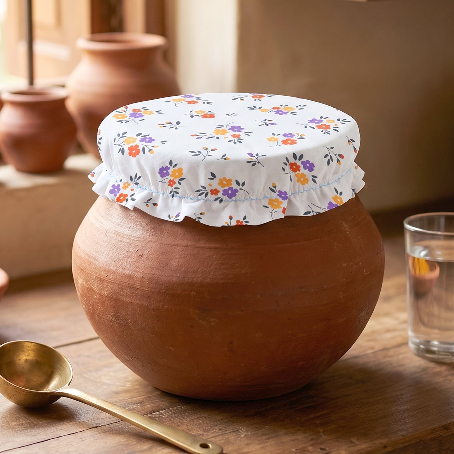 Cotton Matka Cover – Elasticated, Dust & Insect Protection