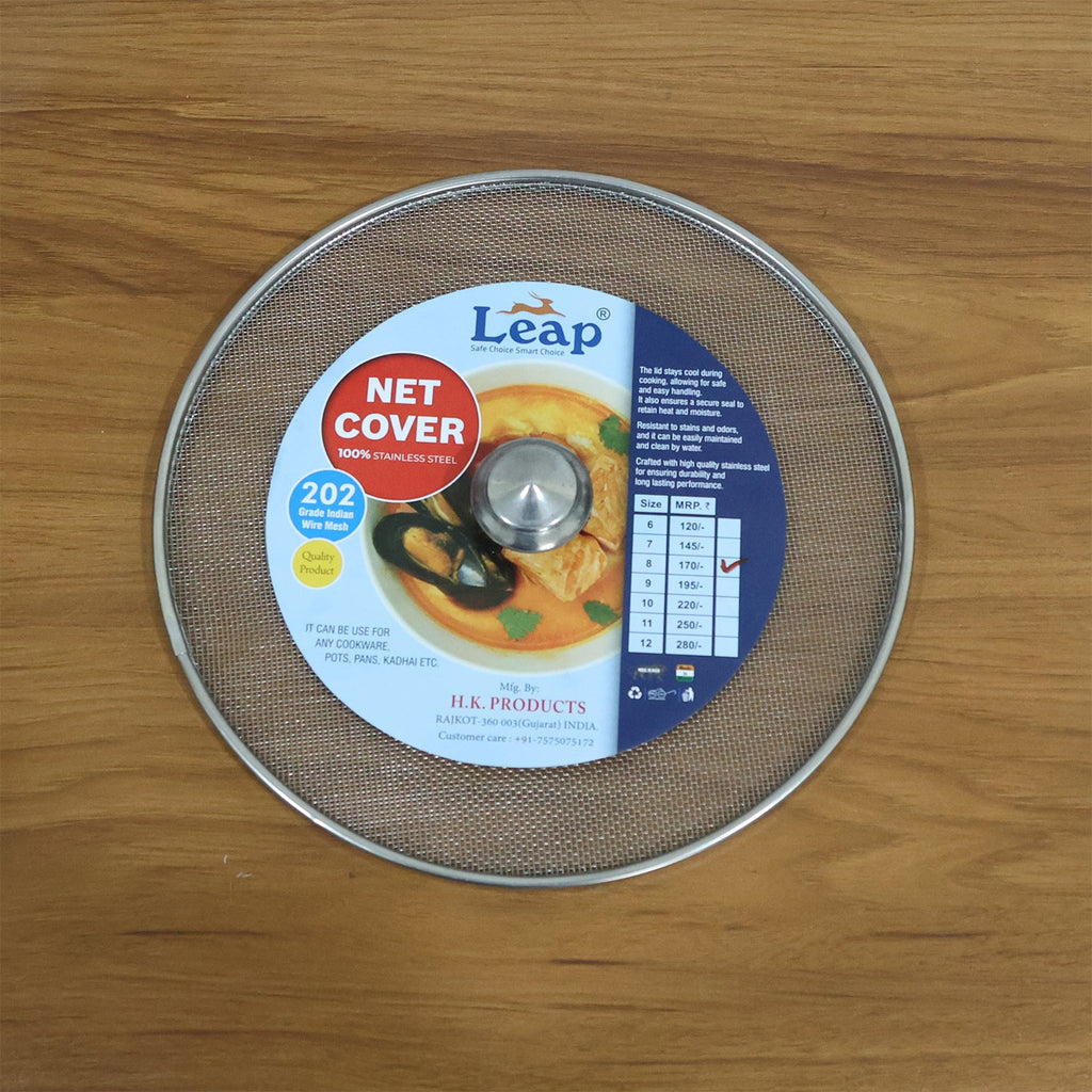 8 inch stainless steel food net cover lid suitable for Indian cooking.