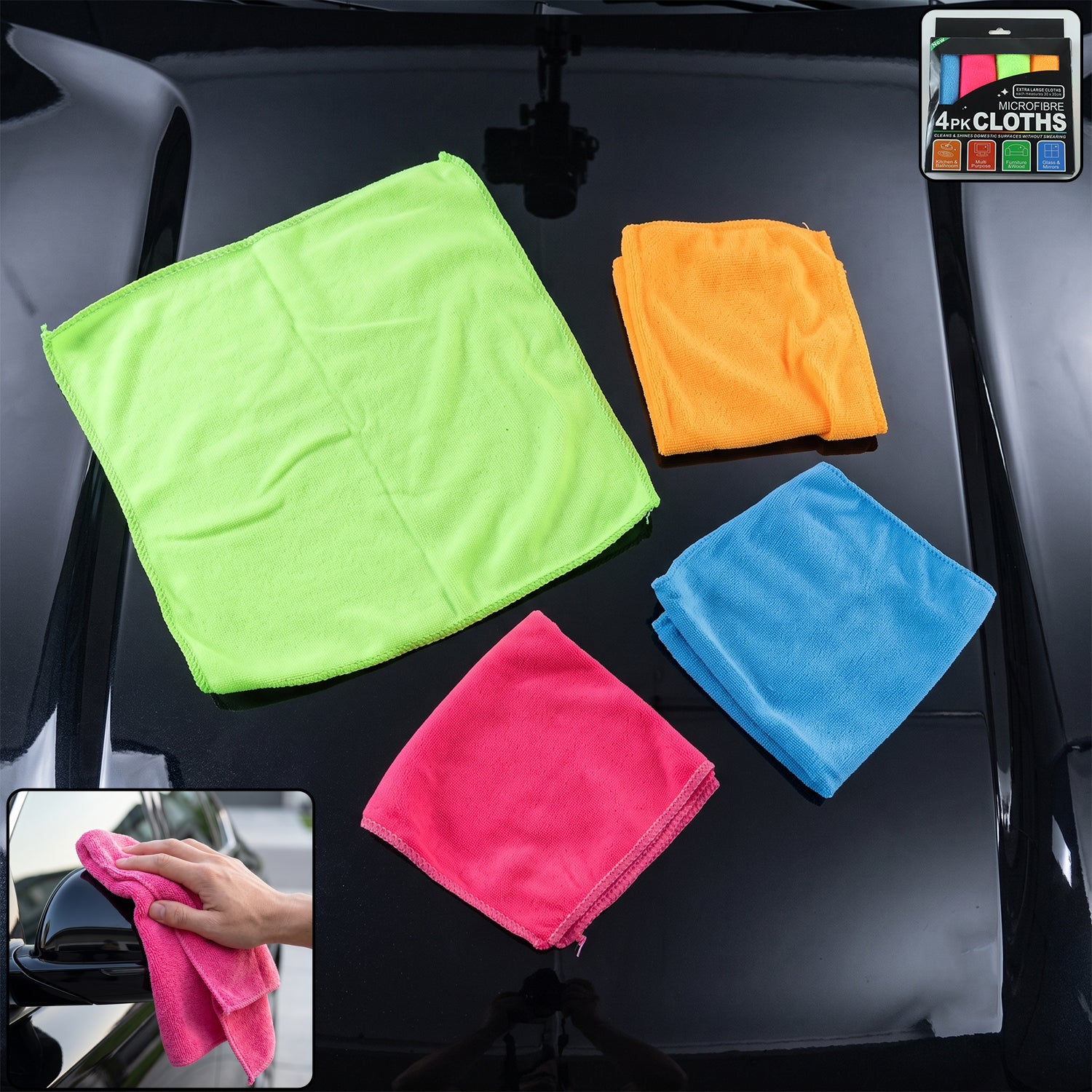 Soft lint free microfibre towels for kitchen and household cleaning