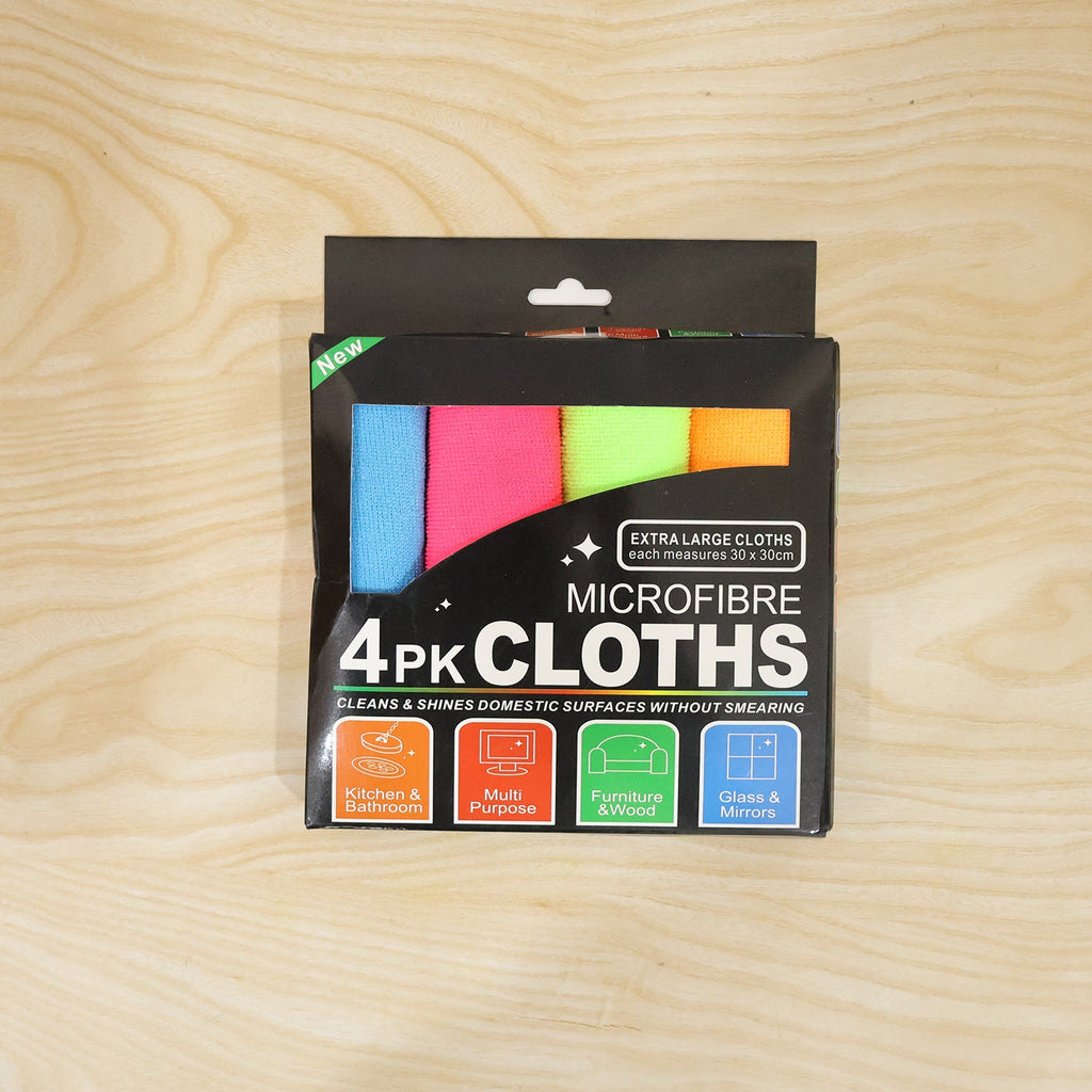 4 piece microfibre cloth set for home and kitchen cleaning