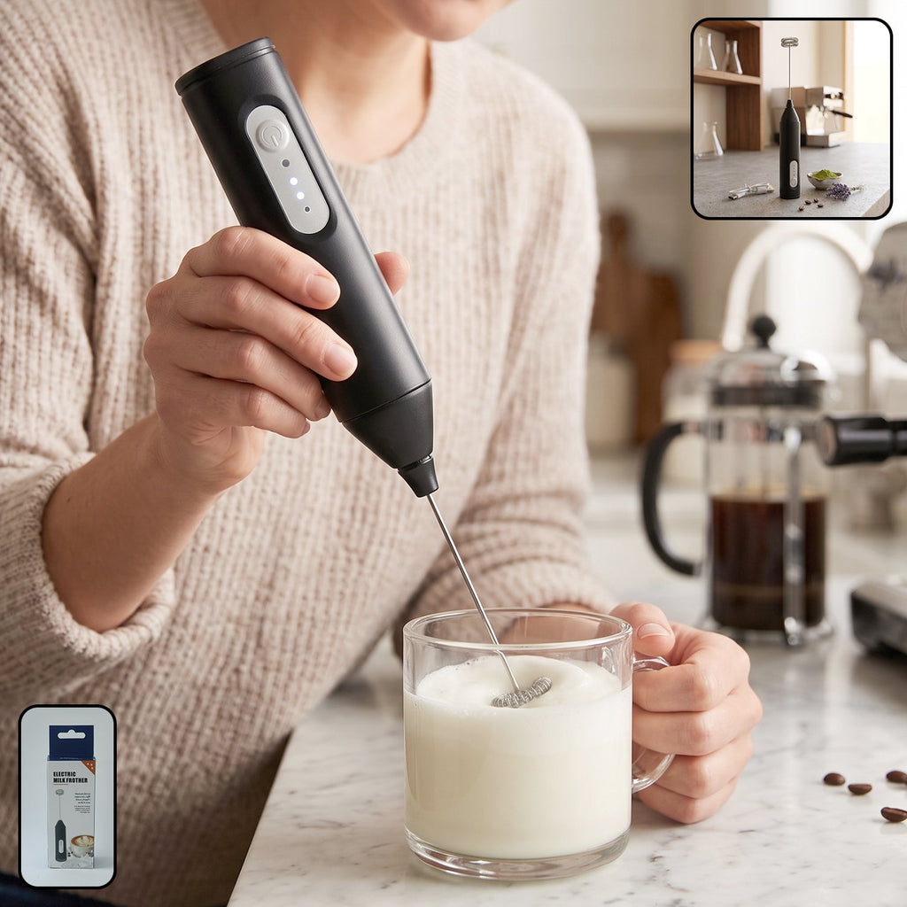 Handheld electric milk frother, battery coffee foam maker and whisk mixer (1 pc)