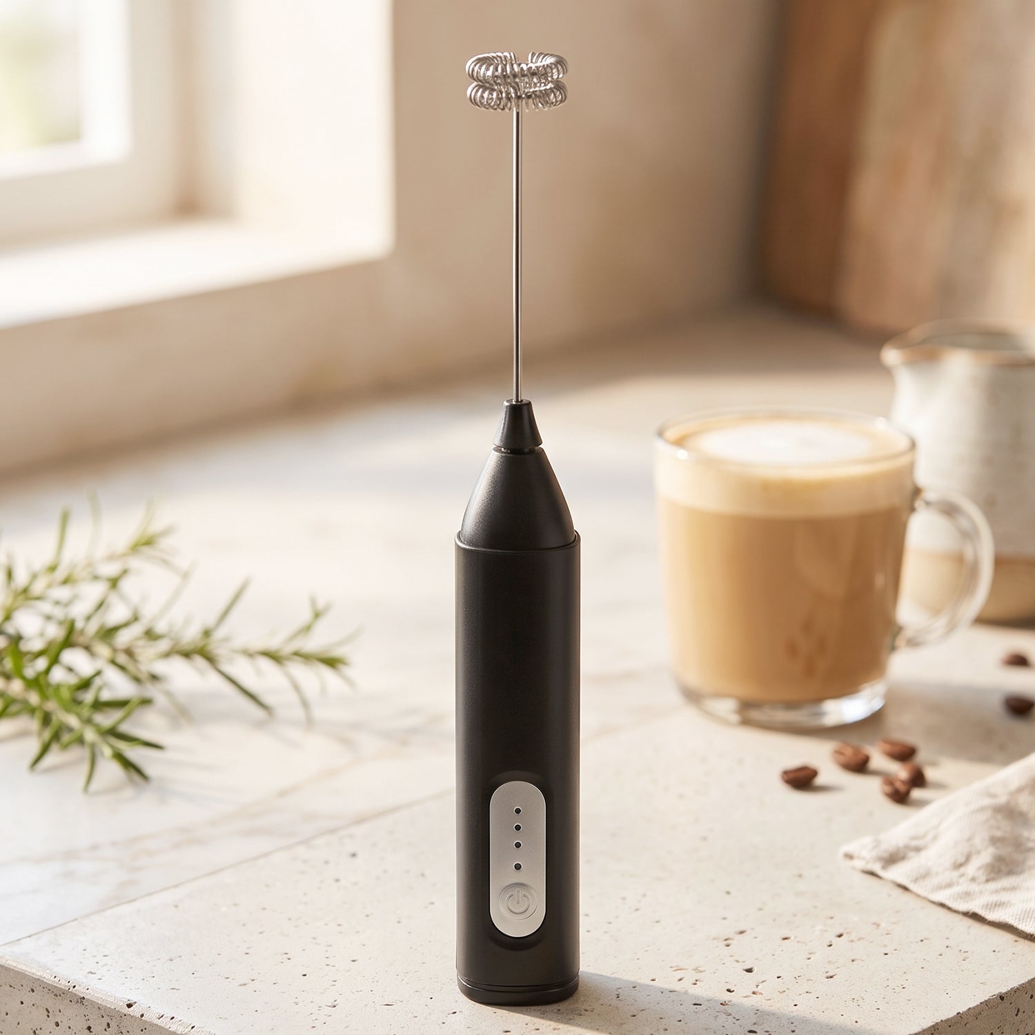 Mini electric frother for lattes, matcha and hot chocolate