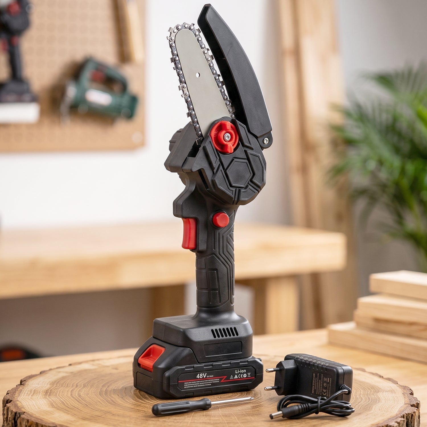 Cordless chainsaw battery charger set