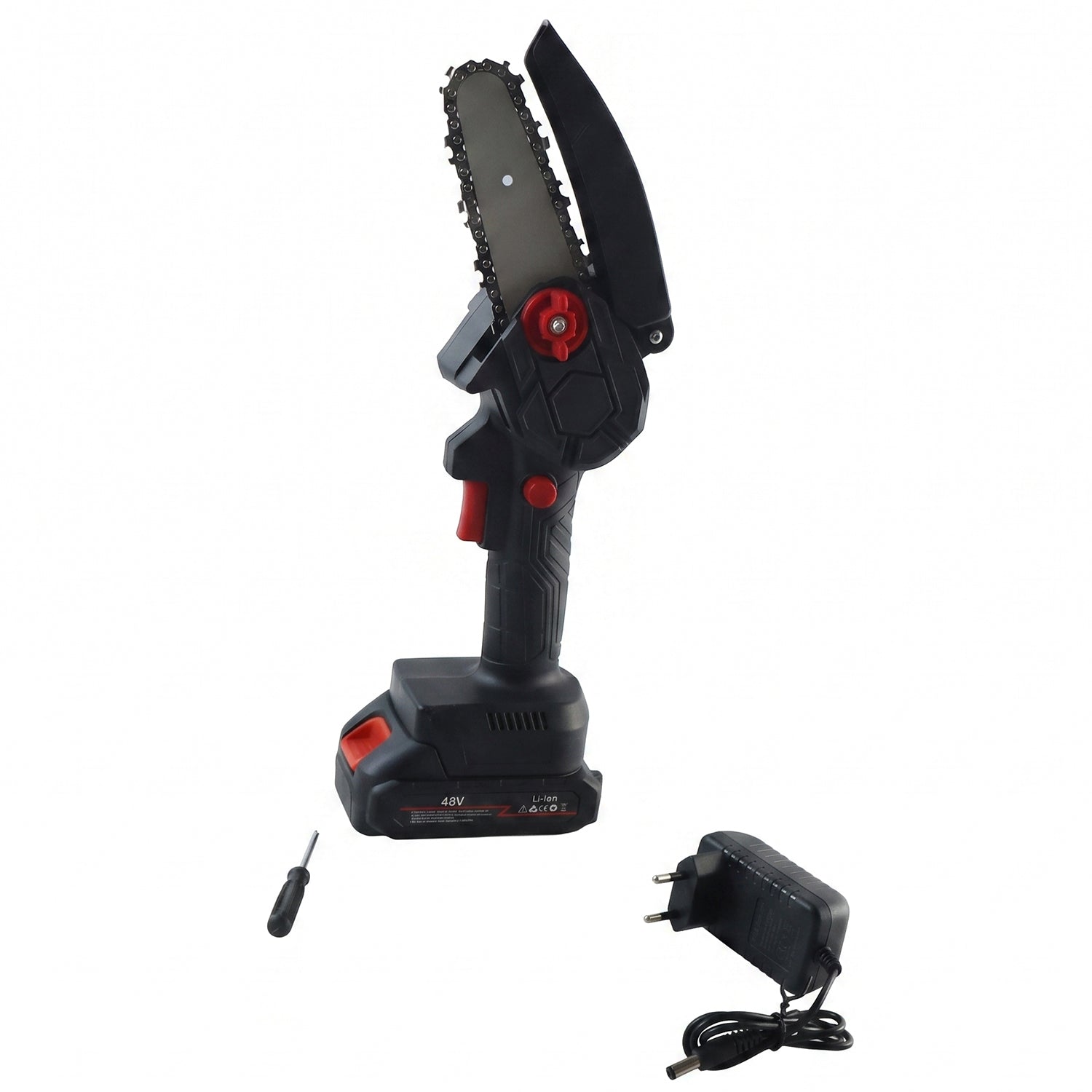 Electric chainsaw cutting branch