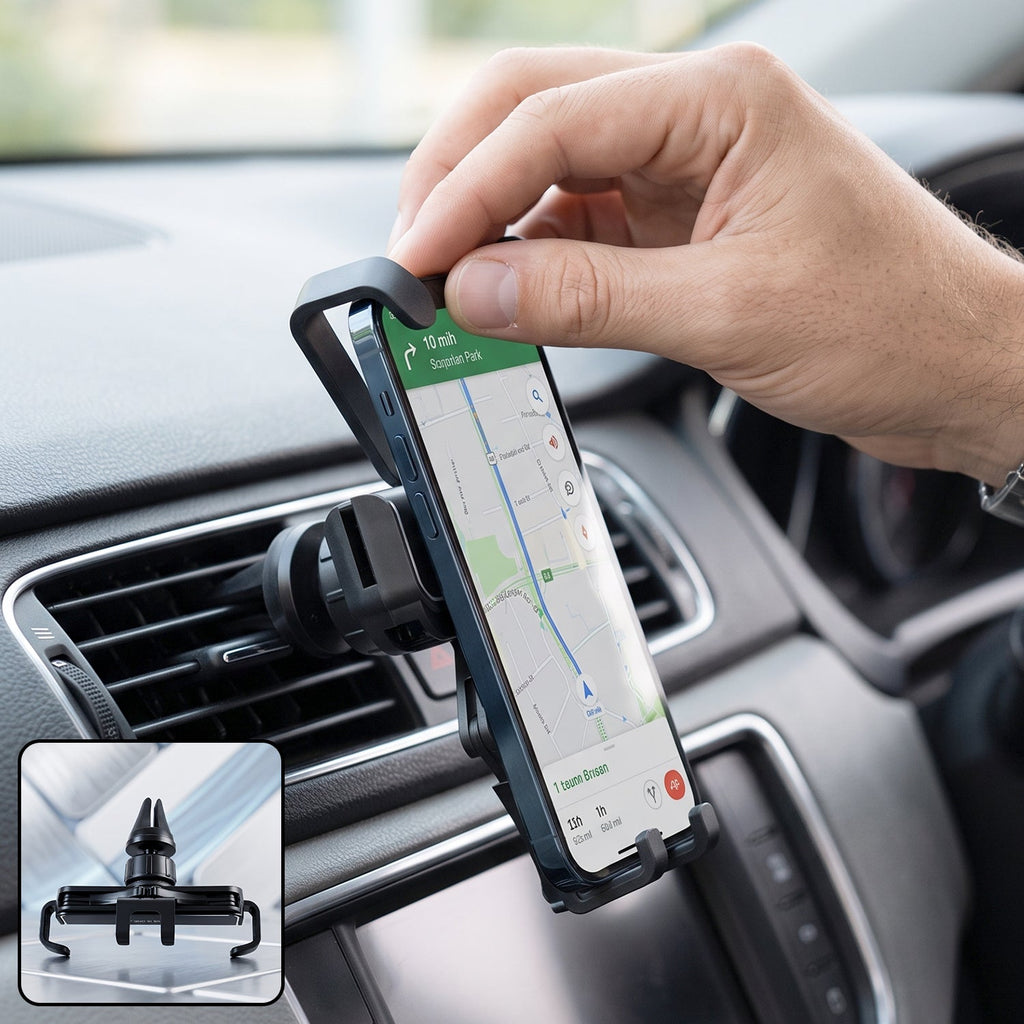 Plastic car mobile phone holder, air vent mount with 360 degree rotation (1 pc)