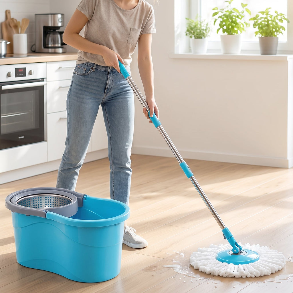 360° Rotating Turbo Spin Mop – Effortless Floor Cleaning with Long Handle