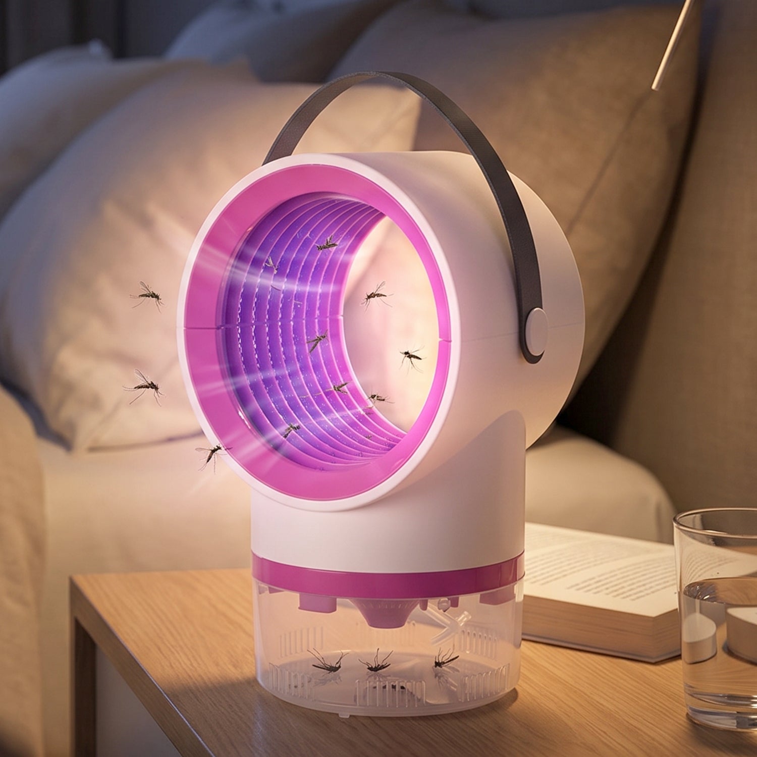 Indoor insect killer with UV attraction and carry handle