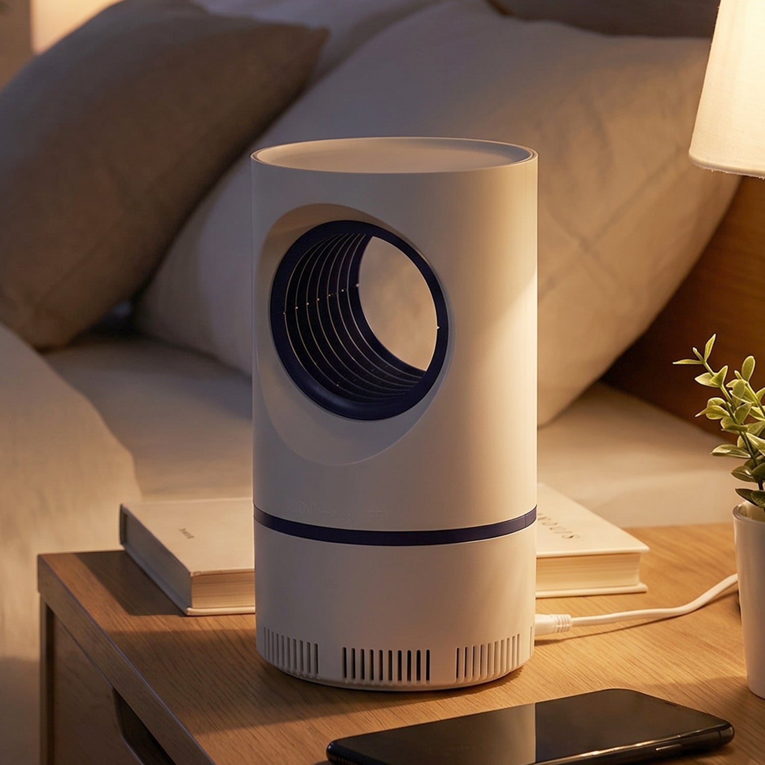 Indoor insect killer with UV attraction and strong suction fan.
