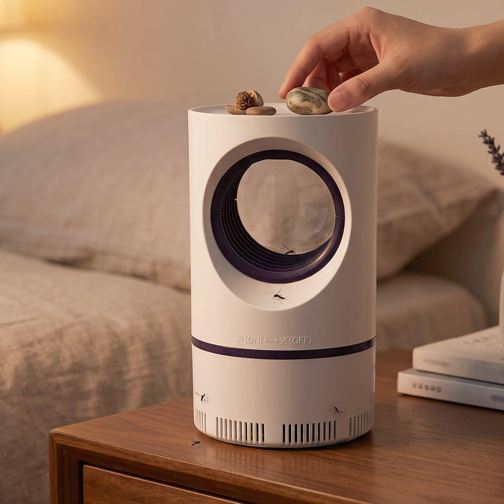UV light mosquito killer machine trapping flying insects silently.