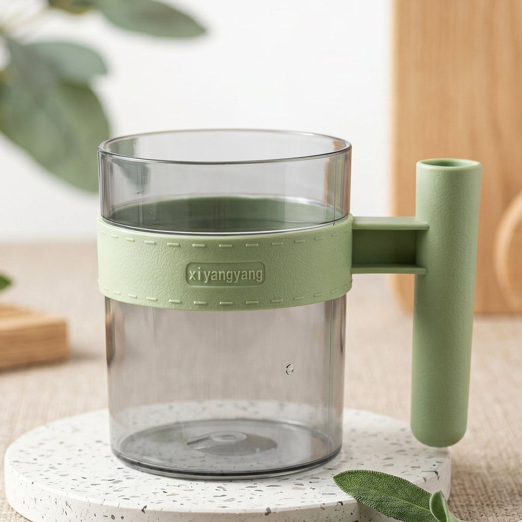 Everyday clear plastic cup with handle for home and office