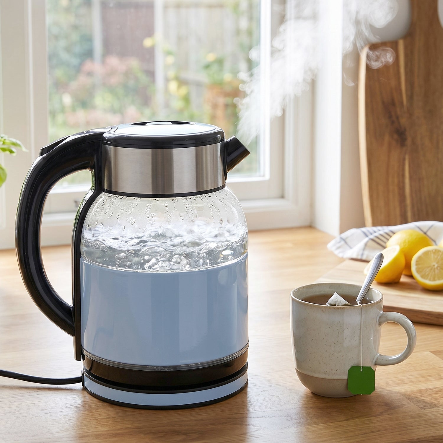 Transparent glass electric kettle for boiling water quickly