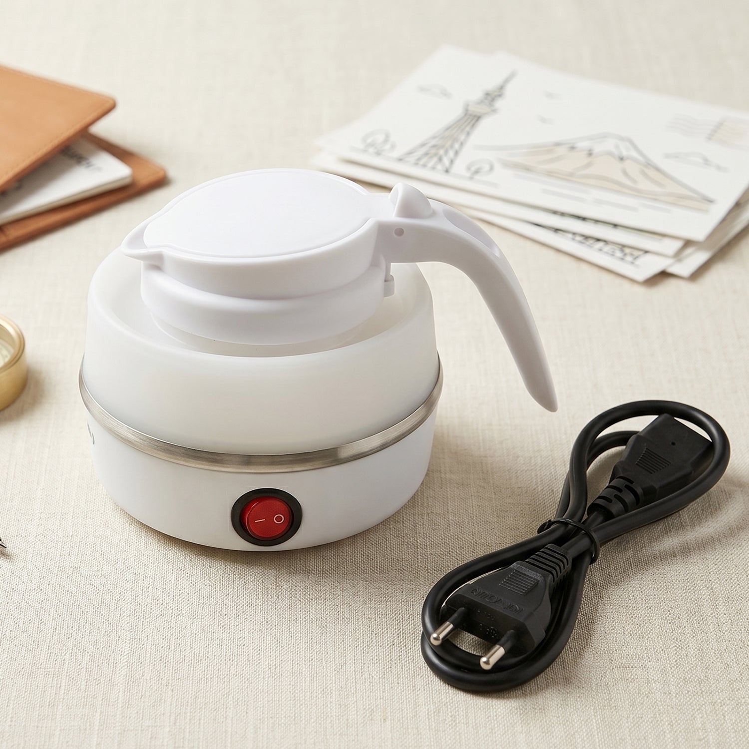 Collapsible electric water boiler with auto shut off for travel