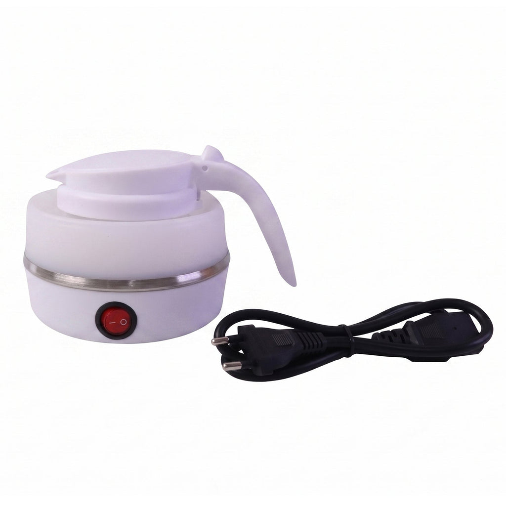 Space saving travel kettle that collapses flat for packing