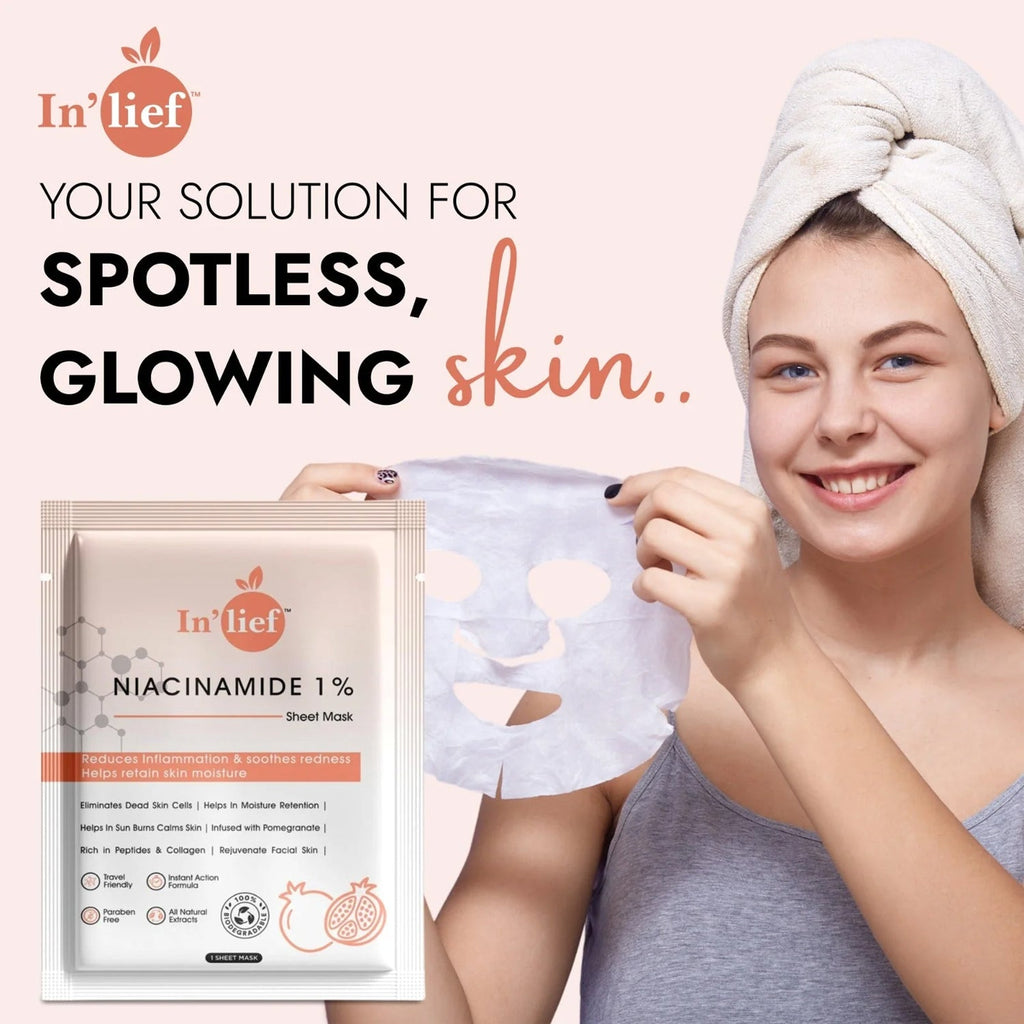 Facial sheet mask applied on skin providing soothing and moisturizing effect