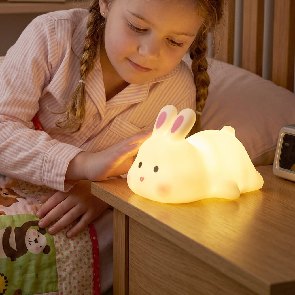 Portable rabbit LED night light for nursery and bedside
