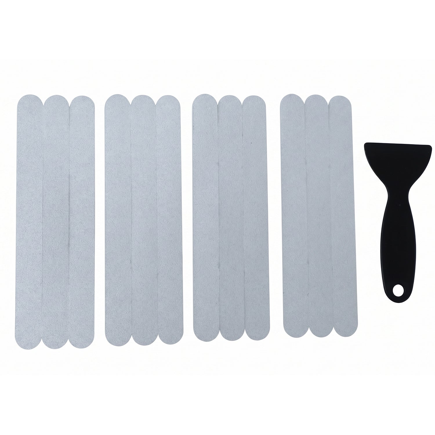 Close-up of textured grip surface on clear bathroom safety strips