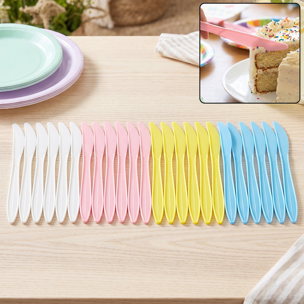 Reusable plastic dessert knife set