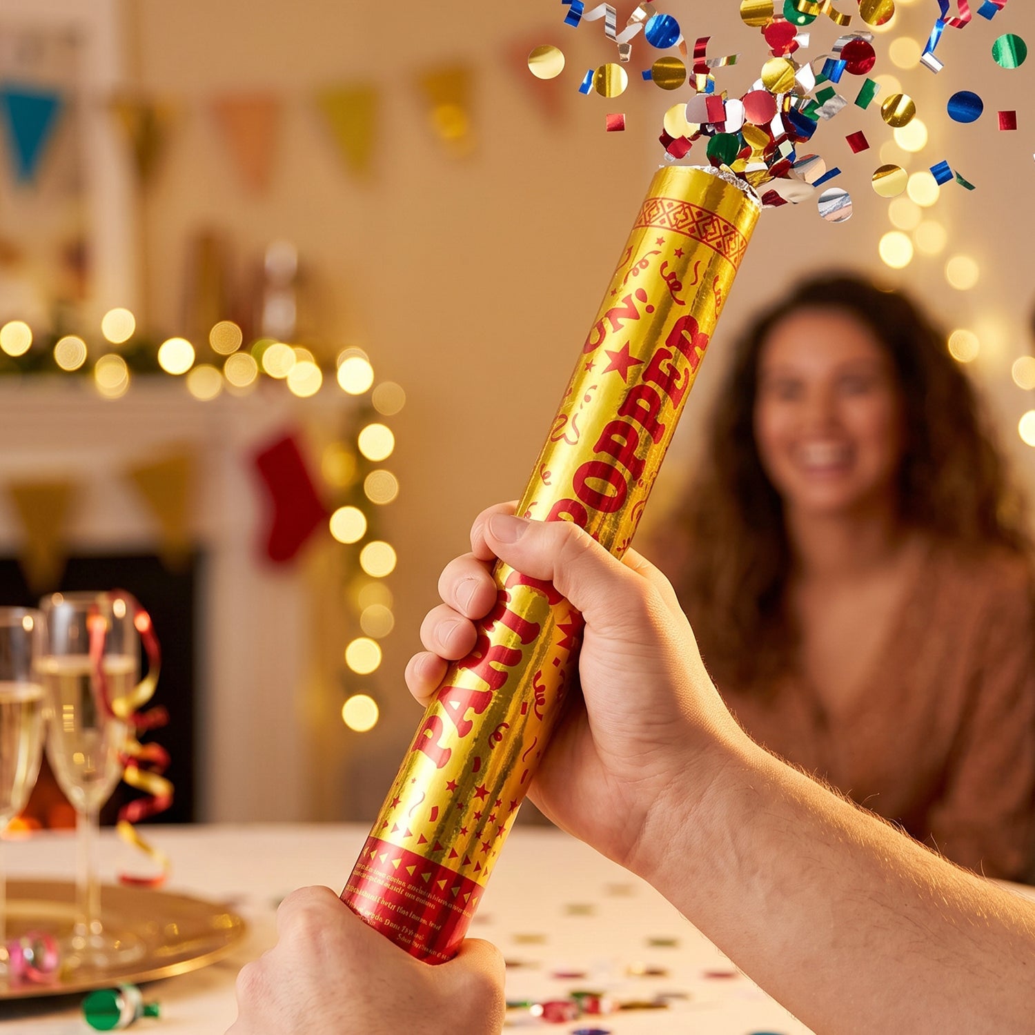 Golden Party Popper Confetti Cannon Shooter for Birthday and Celebration (1 Pc) view 3