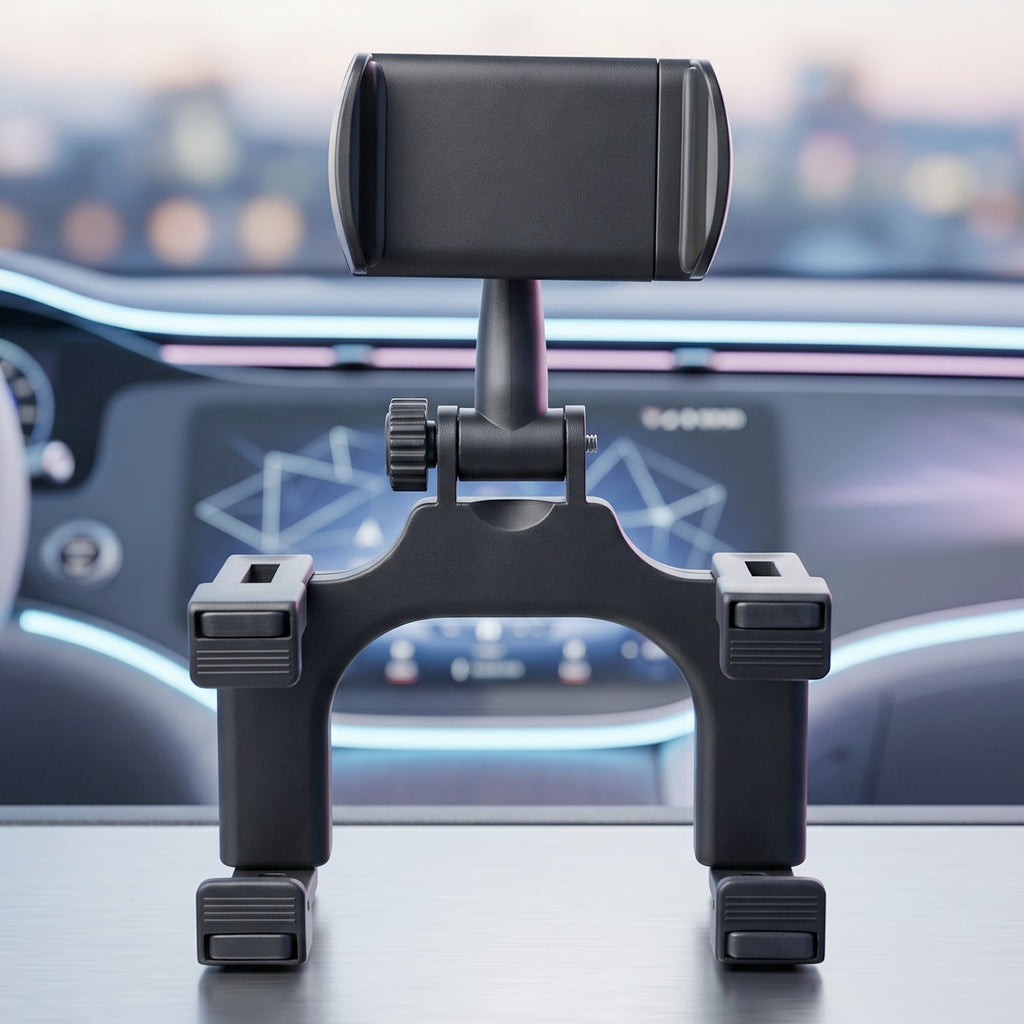 Universal car phone holder that clips to the rear view mirror