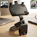Car dashboard mobile phone holder with 360-degree rotation and firm clip mount