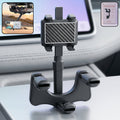 Car rear view mirror phone holder clip securely onto mirror with adjustable rotating head