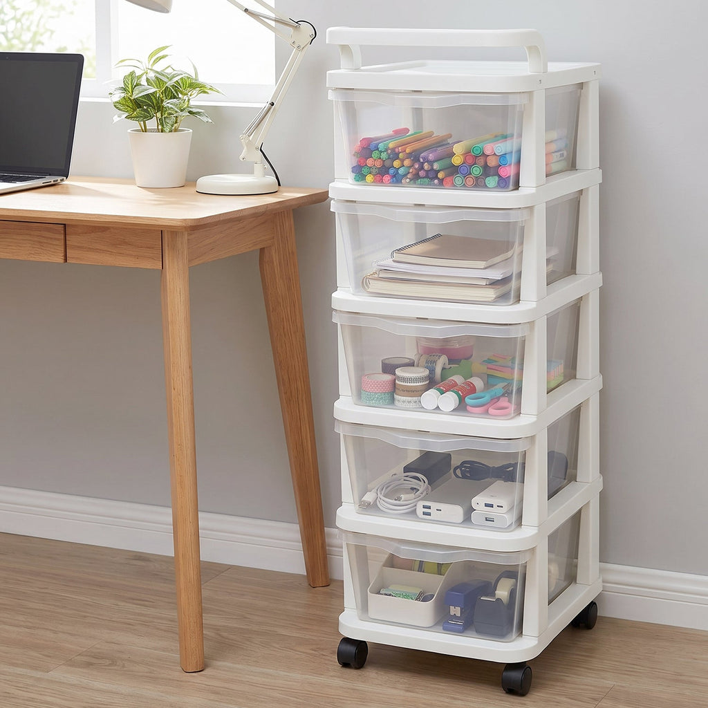 Stackable 5 layer drawer unit for versatile home storage
