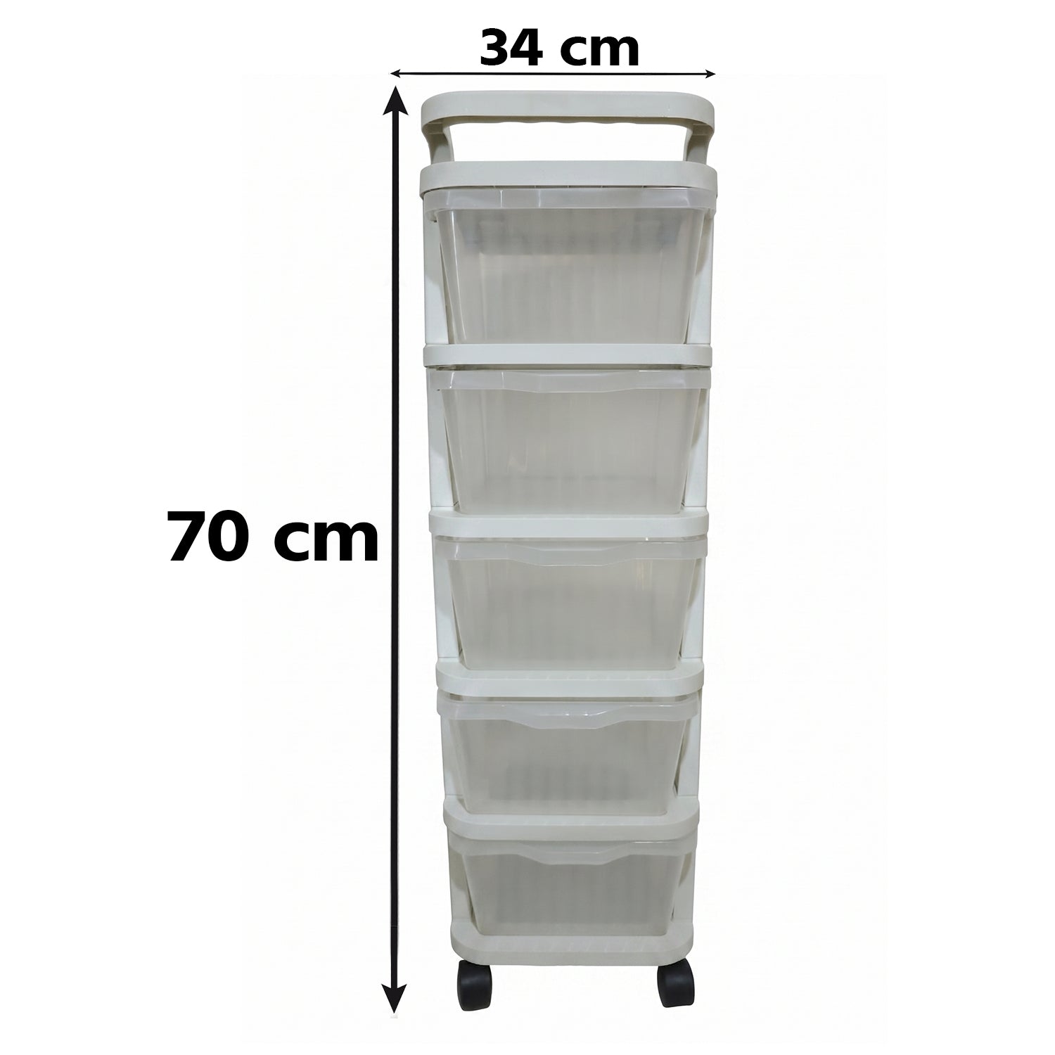 Portable plastic drawer organizer with wheels for clothes and toys