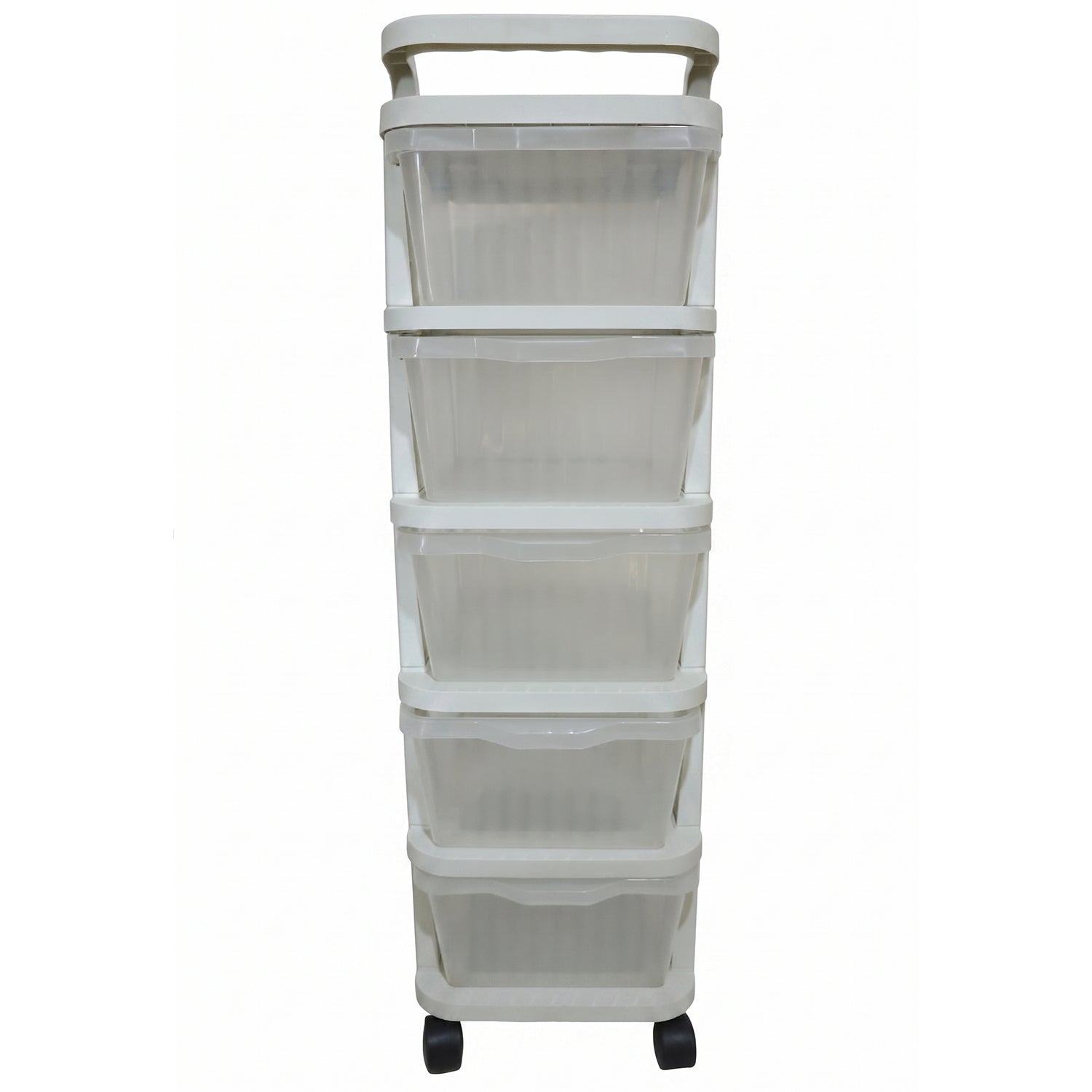 Multi layer plastic drawer cabinet with wheels for easy movement