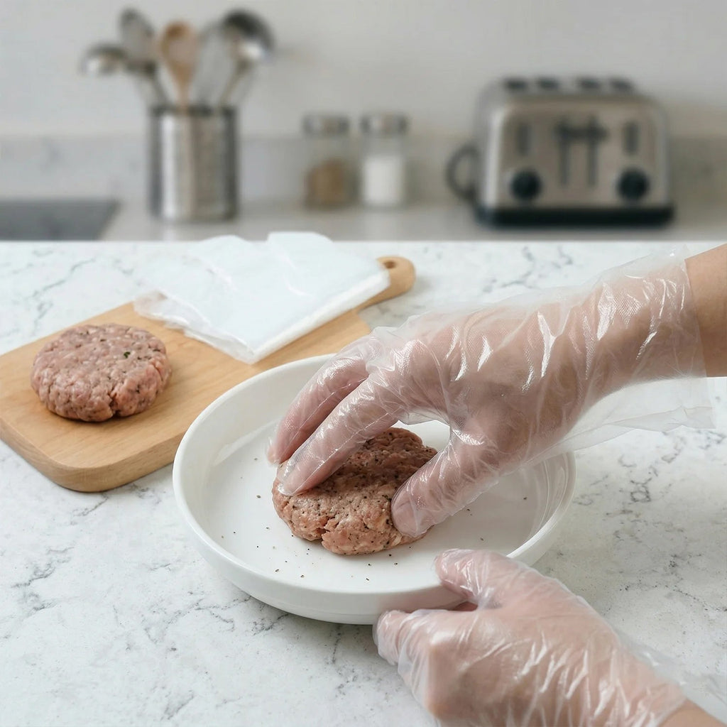 Clear disposable gloves ideal for household and kitchen cleaning